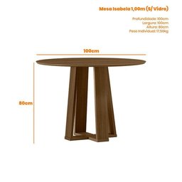 Mesa de Jantar 100x100cm Isabela e 4 Cadeiras Carol Imbuia Veludo Cinza - New Ceval - 4