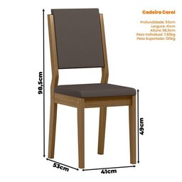 Mesa de Jantar 100x100cm Isabela e 4 Cadeiras Carol Imbuia Veludo Cinza - New Ceval - 3