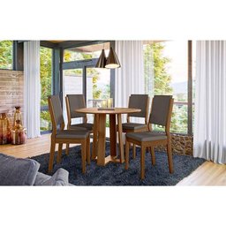 Mesa de Jantar 100x100cm Isabela e 4 Cadeiras Carol Imbuia Veludo Cinza - New Ceval - 2