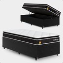 Ver imagem 1 de Cama Box Baú Solteiro + Colchão Life D33 Pillow Top 61x88x188cm - Preto - e-Shop Casa
