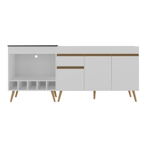 Kit Balcão de Cozinha para Pia e Balcão para Cooktop/forno 190cm Veneza Multimóveis Mp2384 Branco