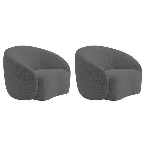 Kit 02 Poltronas Orgânica Luxo Recepção Amore Linho