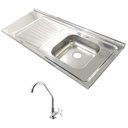 Ver imagem 1 de Pia Inox Fabrinox PSD1200D 120x52cm, cuba direita com furo e torneira