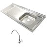 Pia Inox Fabrinox PSD1200D 120x52cm, cuba direita com furo e torneira - 1