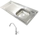 Ver imagem 1 de Pia Inox Fabrinox PSD1200D 120x52cm, cuba direita com furo e torneira