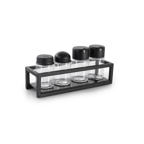 Galheteiro Preto 4 Vidros - Linha Frame