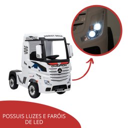 Mini Caminhão Elétrico Mercedes Benz Actros Rodas Eva Infantil Licenciado Branco Importway Bw-119eva - 6