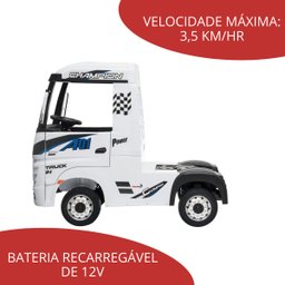Mini Caminhão Elétrico Mercedes Benz Actros Rodas Eva Infantil Licenciado Branco Importway Bw-119eva - 4