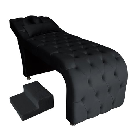 Maca Estética Capitonê com Escada e Almofada Veludo Grafite - Ninho Decor