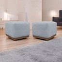Ver imagem 2 de Kit 2 Puffs Decorativos para Sala Dalilla Persa Cinza Bouclé
