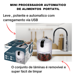 Mini Processador Elétrico de Alimentos e Alho Triturador Euro - 2