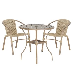 02 Cadeiras Floripa e Mesa Roma 80cm Fendi e Corda Nautica Trama Original