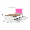 Ver imagem 4 de Bicama Bibox Luara Solteiro com Cama Auxiliar para Quarto Infantil e Dormitório - Branco/rosa
