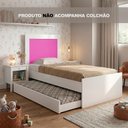 Ver imagem 2 de Bicama Bibox Luara Solteiro com Cama Auxiliar para Quarto Infantil e Dormitório - Branco/rosa