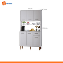 Ver imagem 7 de Armário de Cozinha Organizador com Pés Retrô e Bancada 6 Portas Branco