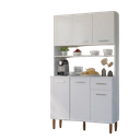 Ver imagem 3 de Armário de Cozinha Organizador com Pés Retrô e Bancada 6 Portas  Branco