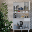 Ver imagem 2 de Armário de Cozinha Organizador com Pés Retrô e Bancada 6 Portas Branco