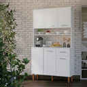 Ver imagem 3 de Armário de Cozinha Organizador com Pés Retrô e Bancada 6 Portas Branco