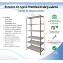 Ver imagem 2 de Estante 6 Prateleiras Reguláveis Aço 40cm Multiuso 30kg Preta