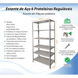 Estante 6 Prateleiras Reguláveis Aço 40cm Multiuso 30kg Preta - 2