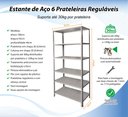 Ver imagem 2 de Estante 6 Prateleiras Reguláveis Aço 40cm Multiuso 30kg Preta