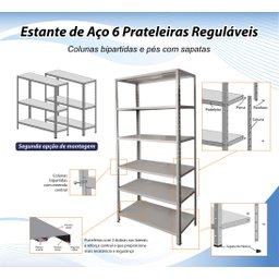 Estante 6 Prateleiras Reguláveis Aço 40cm Multiuso 30kg Preta - 3