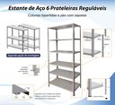 Ver imagem 3 de Estante 6 Prateleiras Reguláveis Aço 40cm Multiuso 30kg Preta