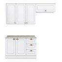 Ver imagem 2 de Cozinha Modulada Americana 3 Peças Branco Hp com Tampo Calcare - Henn