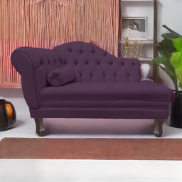 Recamier Sofá Direito Larissa 120cm Sala Veludo Roxo - Incasa Decor - 2