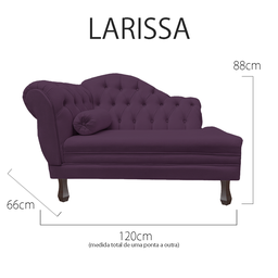 Recamier Sofá Direito Larissa 120cm Sala Veludo Roxo - Incasa Decor - 5