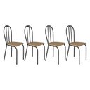 Ver imagem 1 de Kit 4 Cadeiras de Cozinha Texas Estampado Rattan Pés de Ferro Cromo Preto - Pallazio