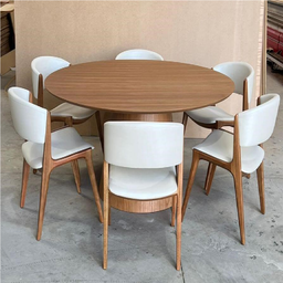 Mesa de Jantar Redonda Laminada - Dora-1,50m - Requinte Salas - 2