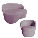 Ver imagem 1 de Kit Namoradeira + Poltrona Decorativa Beatriz Orgânica Veludo Rosê
