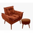 Ver imagem 1 de Kit C-01 Poltrona Opala + 01 Puff Redondo Danny Suede Terracota