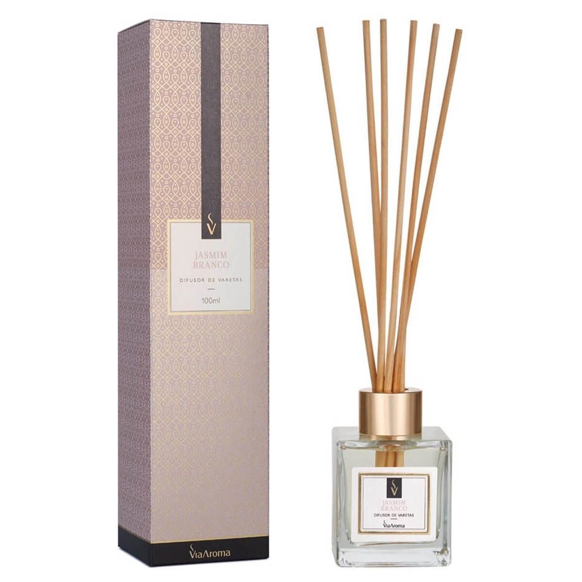 Aromatizador Difusor de Ambientes Varetas 100ml Via Aroma Jasmim Branco ...