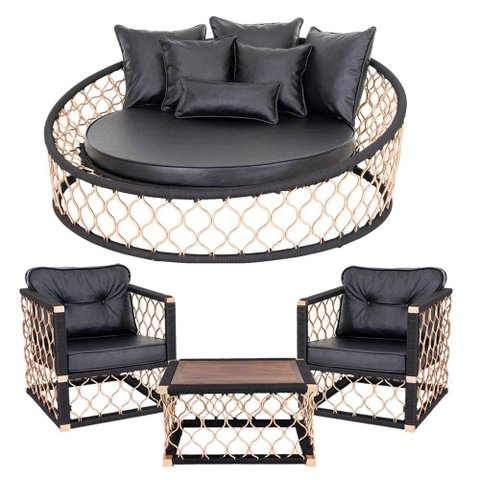 1 Chaise Almofadas 2 Poltronas Mesa Corda Náutica