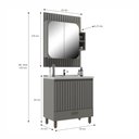 Ver imagem 3 de Conjunto de Banheiro Gabinete com Pia e Espelheira 4 Portas Ripado 80cm Multimóveis CR10174 Cimento