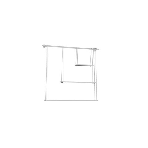 Prateleira Suspensa Decorativa com Varão e Três Suportes:branco