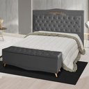 Ver imagem 2 de Kit de Cabeceira de Cama Box e Calçadeira Baú Barcelona Casal 140 Cm Retro Capitonê Suede Grafite