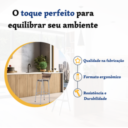 Banqueta Bistro para Cozinha Junco Cappuccino Àrea Gourmet Balcão Bancada bares Churrasqueira - 3