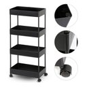 Ver imagem 1 de Carrinho Organizador Multiuso 4 Prateleiras Cor Preto