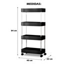 Ver imagem 6 de Carrinho Organizador Multiuso 4 Prateleiras Cor Preto