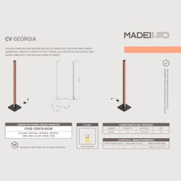 Luminária de Chão Coluna Led Geórgia 18w Bivolt 2000lm em Madeira Maciça - 4