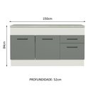 Ver imagem 3 de Balcão de Pia Cozinha 150 Cm 2 Portas e 2 Gavetas (com Tampo) Branco/cinza Agata Madesa