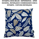 Ver imagem 3 de Kit 4 Capa de Almofada Belize Folhas Bege Fundo Azul Impermeável 45CMX45CM