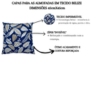 Ver imagem 2 de Kit 4 Capa de Almofada Belize Folhas Bege Fundo Azul Impermeável 45CMX45CM