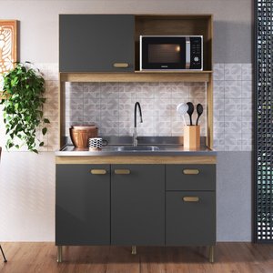 Armário de Cozinha Compacta Fidelitá Malta 122cm 4 Portas 1 Gaveta sem Tampo e Fundo