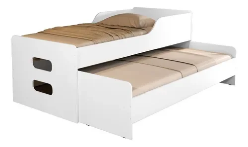 Cama Solteiro Elis Branco - Com Auxiliar 100% Mdf - Basoto - 2