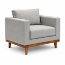 Ver imagem 1 de Poltrona Benny com Design Moderno Revestida em Tecido Linho Cinza