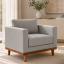 Ver imagem 2 de Poltrona Benny com Design Moderno Revestida em Tecido Linho Cinza